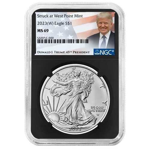 2023年 (W) $1 1オンス アメリカンシルバーイーグル NGC MS69 トランプラベル レトロコア｜WORLD RESOURCE【QUEEN店】 46,860円
