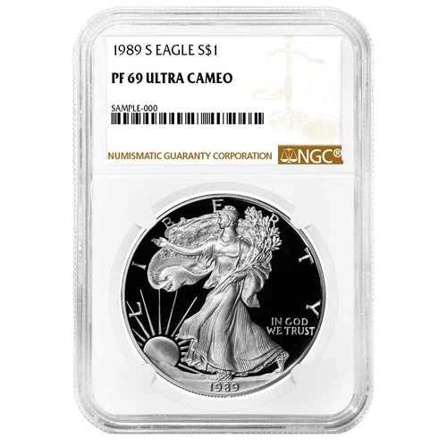 1989-S プルーフ $1 アメリカン シルバー イーグル NGC PF69UC ブラウン ラベル