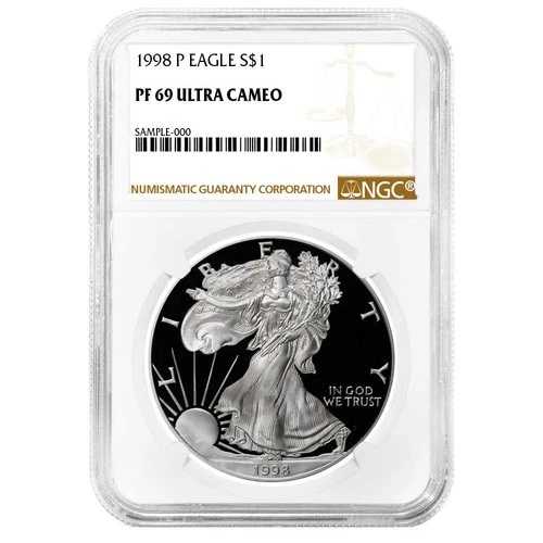 1998-P プルーフ $1 アメリカン シルバー イーグル NGC PF69UC ブラウン ラベル|WORLD RESOURCE【QUEEN店】