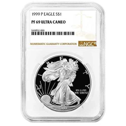 1999-P プルーフ $1 アメリカン シルバー イーグル NGC PF69UC ブラウン ラベル