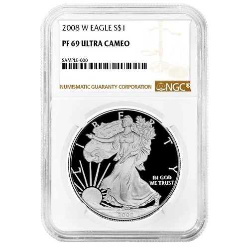 2008-W プルーフ $1 アメリカン シルバー イーグル NGC PF69UC ブラウン ラベル|WORLD RESOURCE【QUEEN店】