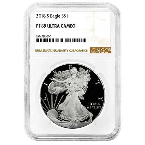 2018-S プルーフ 1ドル アメリカン シルバー イーグル NGC PF69UC ブラウンラベル