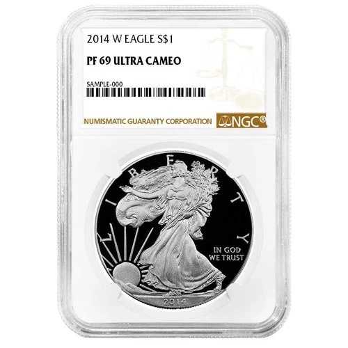 2014-W プルーフ 1ドル アメリカン シルバー イーグル NGC PF69UC ブラウンラベル