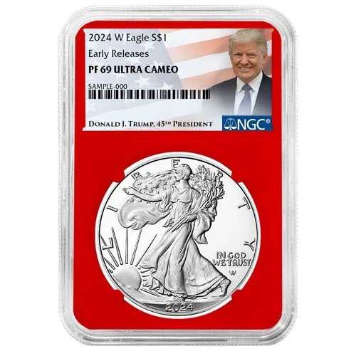 2024-W プルーフ 1ドル アメリカン シルバー イーグル NGC PF69UC ER トランプラベル レッドコア|WORLD RESOURCE【QUEEN店】