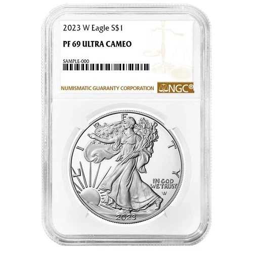 2023-W プルーフ 1ドル アメリカン シルバー イーグル NGC PF69UC ブラウンラベル