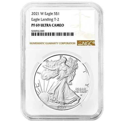2021-W プルーフ $1 タイプ2 アメリカン シルバー イーグル NGC PF69UC ブラウンラベル