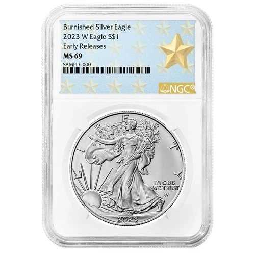 2023-W バーニッシュド 1ドル アメリカン シルバー イーグル NGC MS69 ER ウェストポイント スターラベル