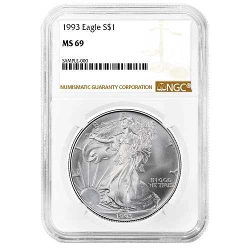 1993年 1ドル アメリカン シルバー イーグル NGC MS69 ブラウンラベル|WORLD RESOURCE【QUEEN店】