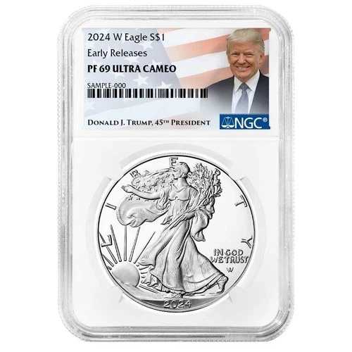 2024-W プルーフ 1ドル アメリカン シルバー イーグル NGC PF69UC ER トランプラベル