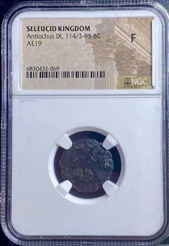 紀元前114-95年 古代ギリシャ セレウコス王国 コイン NGC アンティオコス9世 AE19 美品
