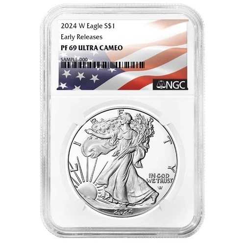 2024-W プルーフ 1ドル アメリカン シルバー イーグル NGC PF69UC ER フラッグラベル|WORLD RESOURCE【QUEEN店】