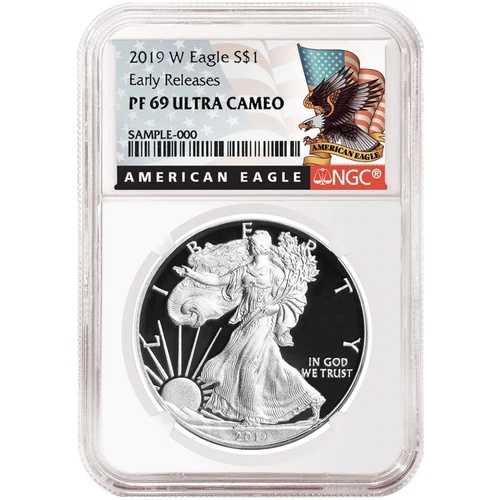 2019-W プルーフ 1ドル アメリカン シルバー イーグル NGC PF69UC ブラック ER ラベル