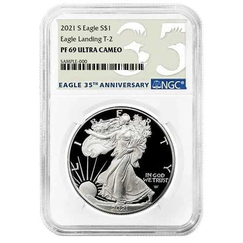 2021-S プルーフ $1 タイプ2 アメリカンシルバーイーグル NGC PF69UC 35周年記念ラベル|WORLD RESOURCE【QUEEN店】