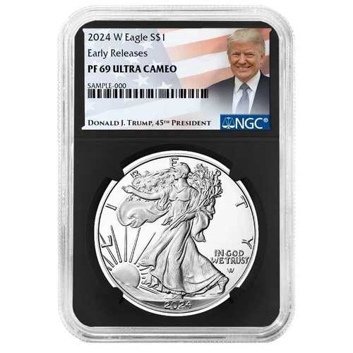 2024-W プルーフ 1ドル アメリカン シルバー イーグル NGC PF69UC ER トランプラベル レトロコア