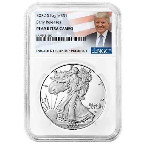 2022-S プルーフ 1ドル アメリカン シルバー イーグル NGC PF69UC ER トランプラベル