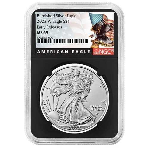 2022-W $1 1オンス バーニッシュド アメリカン シルバー イーグル NGC MS69 ER ブラックラベル レトロ