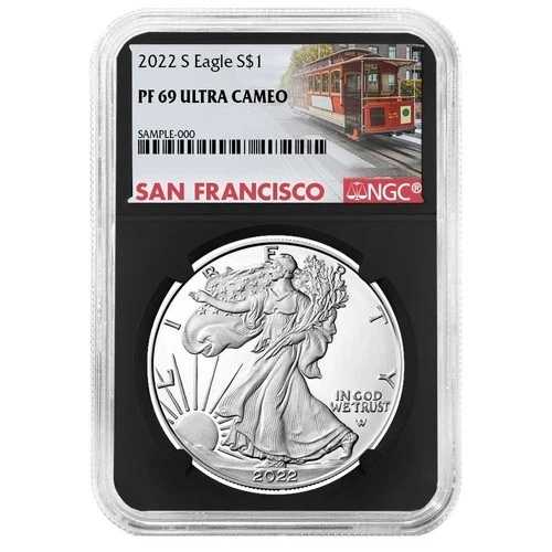 2022-S $1 1オンス プルーフ アメリカン シルバー イーグル NGC PF69UC トロリーラベル レトロコア