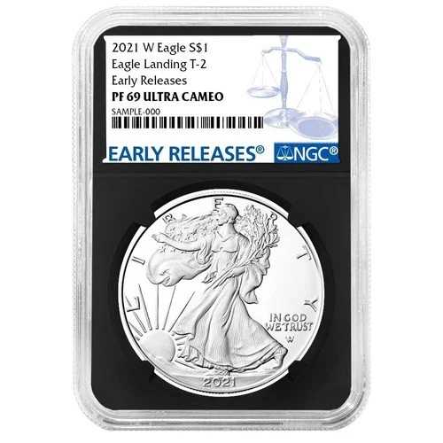 2021-W プルーフ $1 タイプ2 アメリカンシルバーイーグル NGC PF69UC ER ブルーラベル レトロコア