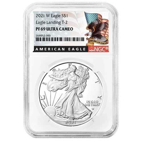 2021-W $1 1オンス T-2 プルーフ アメリカン シルバー イーグル NGC PF69UC ブラックラベル