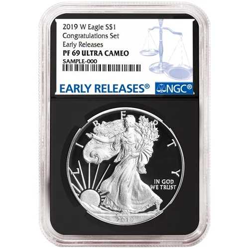 2019-W プルーフ 1ドル アメリカン シルバー イーグル コングラチュレーション セット NGC PF69UC ブルー ER｜WORLD RESOURCE【QUEEN店】