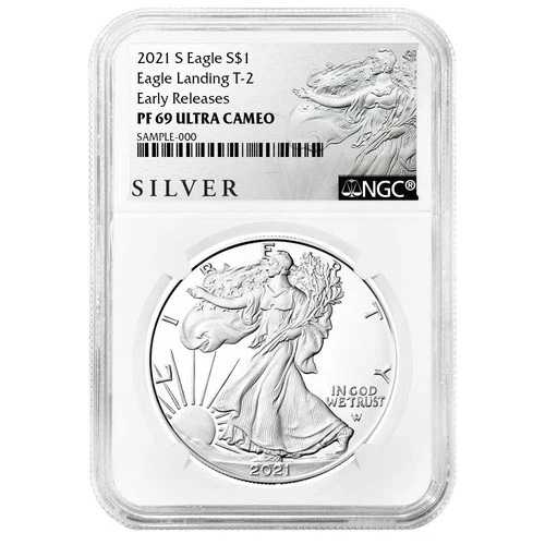 2021-S $1 1オンス T-2 プルーフ アメリカン シルバー イーグル NGC PF69UC ER ALS ラベル
