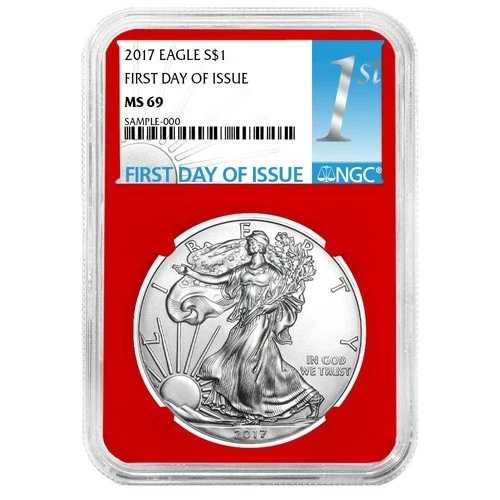 2017年 1ドル 1オンス アメリカンシルバーイーグル NGC MS69 FDI レッドコア