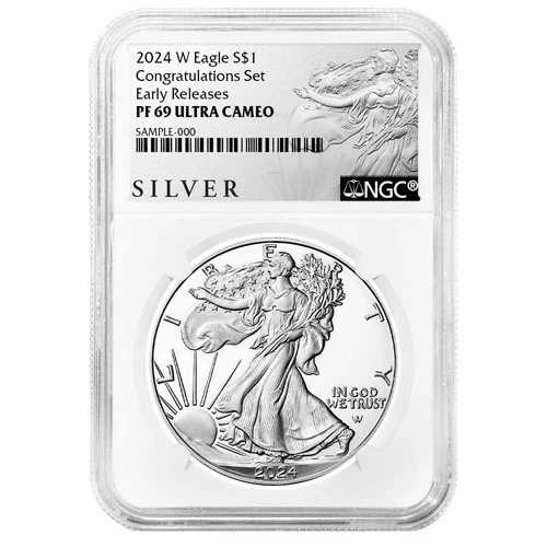 2024-W $1 1オンス プルーフ アメリカン シルバー イーグル コングラテーション セット NGC PF69UC ER