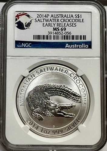 2014-P オーストラリア産 イリエワニ シルバー $1 NGC MS 69 アーリーリリース