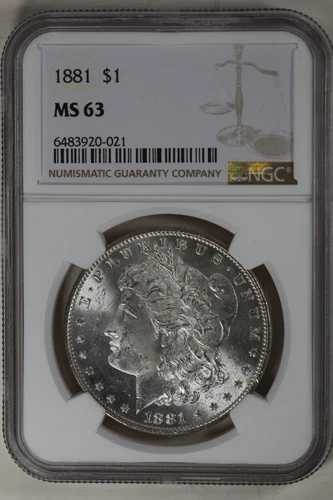 1881 1.00 NGC MS63 モルガン銀貨、ミス・リバティ・ヘッド・ドル