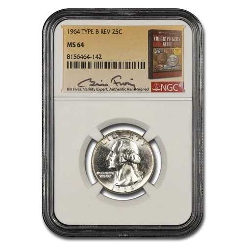 1964年ワシントンクォーター金貨 MS-64 NGC（タイプB Rev、Fivaz）
