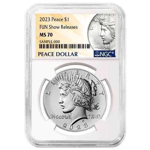 2023年 1ドル ピースシルバーダラー NGC MS70 ピースラベル ファンショーリリース