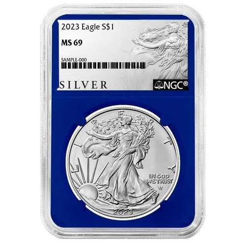 2023年 1ドル 1オンス アメリカンシルバーイーグル NGC MS69 ALSラベル ブルーコア