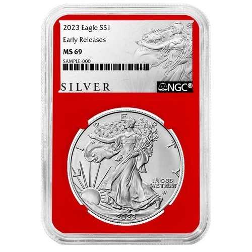 2023年 1ドル アメリカン シルバー イーグル NGC MS69 ER ALSラベル レッドコア