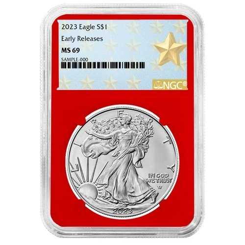 2023年 1ドル 1オンス アメリカンシルバーイーグル NGC MS69 ER ウェストポイント スターラベル レッドコア