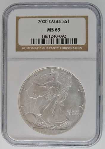 2000年 アメリカンシルバーイーグル認定 NGC MS 69 1ドル 1オンスコイン 米国地金