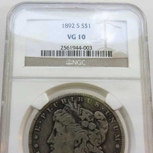 1892-S モルガン銀貨 - NGC VG 10 - 送料無料！ - 日付不明！ - F#4003