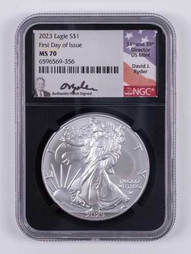 2023年 シルバーイーグル $1 NGC MS70 発行初日 デビッド・ライダー DC356