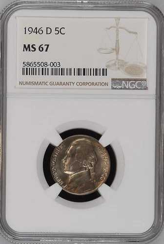 1946-D 5C ジェファーソンニッケル NGC MS67 5865508-003