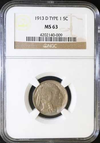 1913年-D タイプ1 バッファロー ニッケル NGC MS63-未流通ミントステートバッファロー!-