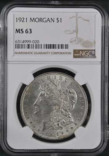 :1921-P シルバー モーガン・ダラー ブライト ラストイヤータイプ NGCチョイス MS63 ハイグレード