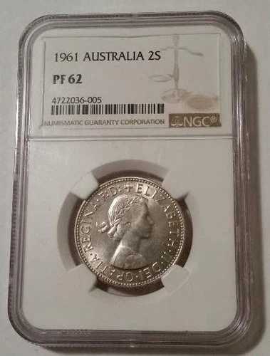 オーストラリア エリザベス2世 1961年 シルバー フローリン プルーフ 62 NGC 低鋳造枚数