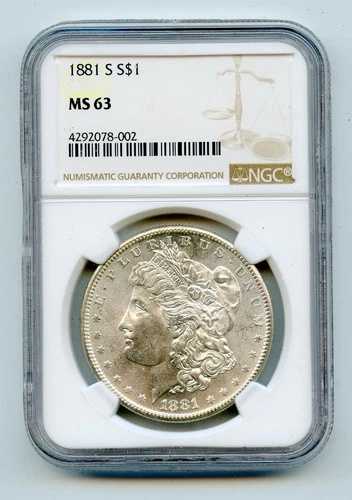 1881-S MS62 モルガン銀貨 NGC サンフランシスコ造幣局 - GC029