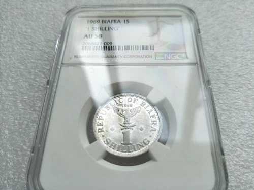 1969年ビアフラ1シリングNGC Au58コイン