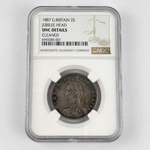 NGC認定 イギリス 1887年 2S フローリン ジュビリーヘッド UNC 詳細クリーニング済み