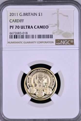 2011年 1ポンド カーディフ アームズ プルーフ NGC PF70 イギリス