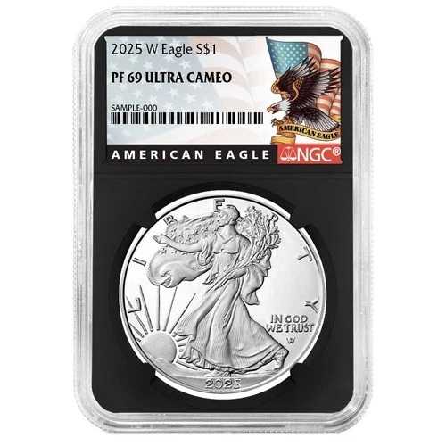 2025-W プルーフ $1 アメリカン シルバー イーグル NGC PF69UC ブラックラベル レトロコア