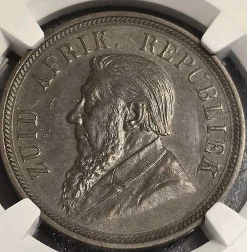 1898年南アフリカ製ブロンズ1ペニー硬貨 NGCグレード MS61 ザール貨幣