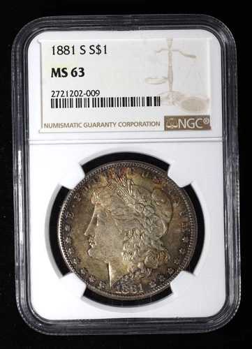 1881-S 1ドル モルガン銀貨 NGC MS63 トーン