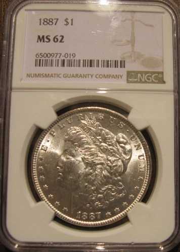 1887年 モルガン銀貨 NGC MS 62