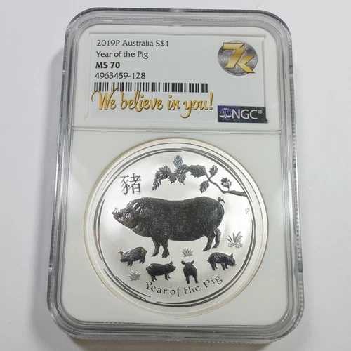 2019 NGC MS70 - オーストラリア 1オンス 亥年 旧正月 銀貨 58454A
